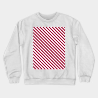 Red and White Candy Cane Stripes Diagonal Lines Crewneck Sweatshirt